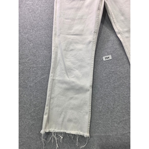 Zara Womens White Wide Leg Frayed Hem Denim Jeans High Rise Size 8 - Picture 3 of 16